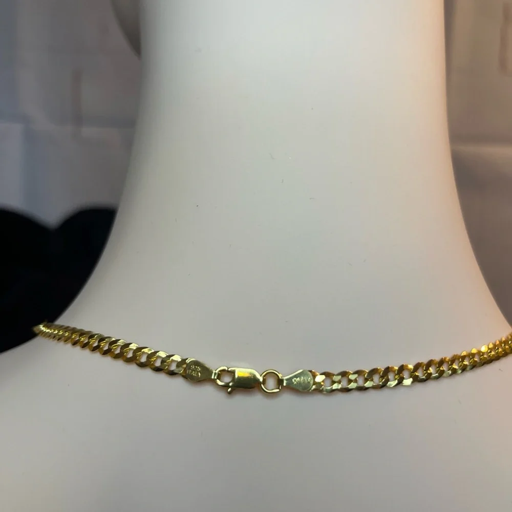 14k Yellow Gold Over Italian sterling silver 20 inch 4.1 MM Italian Cuban chain